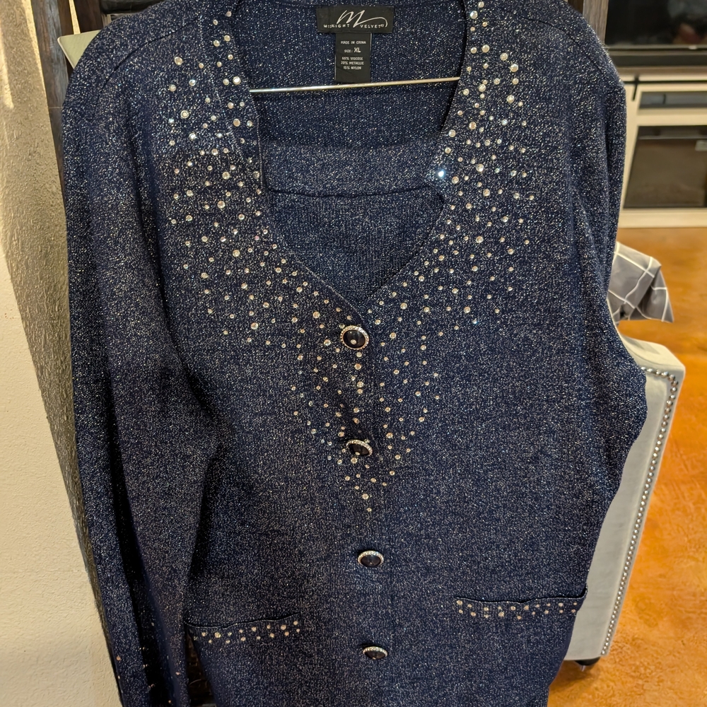 Milano Midnight Blue Cardigan with Glittering Details